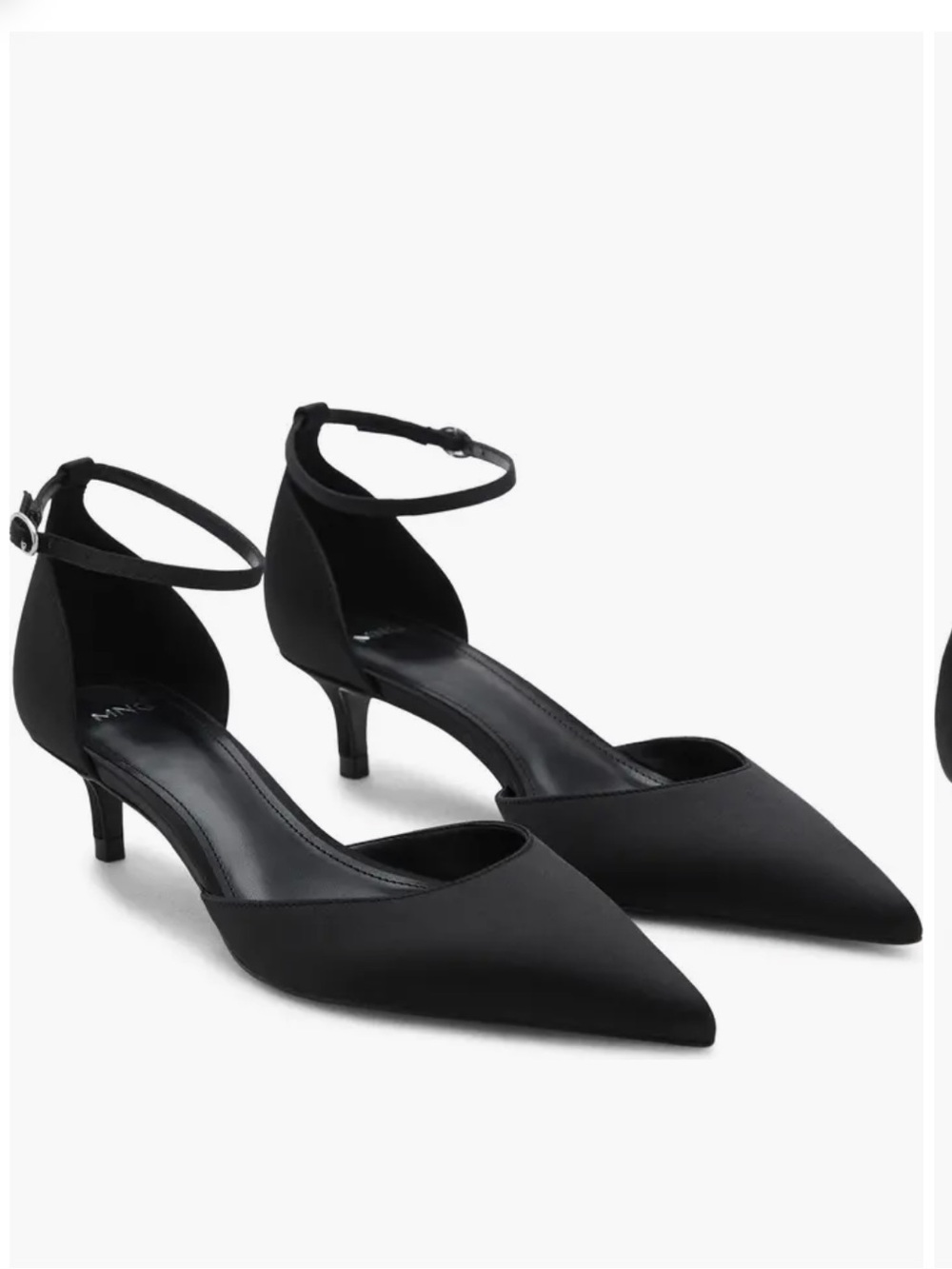 Mango Ankle Strap Pointed Toe Kitten Heel Pump Size 8.5 NEW